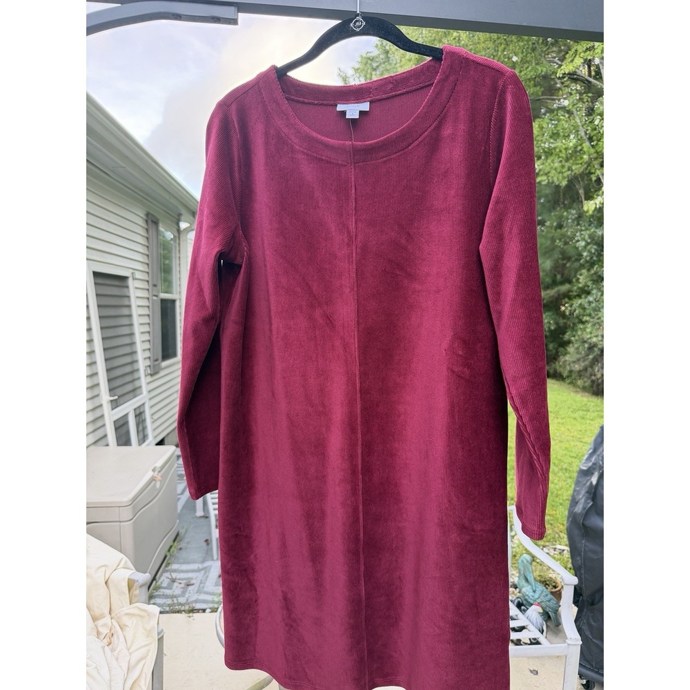 J.Jill PureJill Dress Women SP Petite Vermilion Ribbed Long Sleeve NWT.     5332